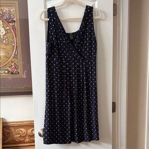 Ann Taylor Navy and White Polka Dot Dress